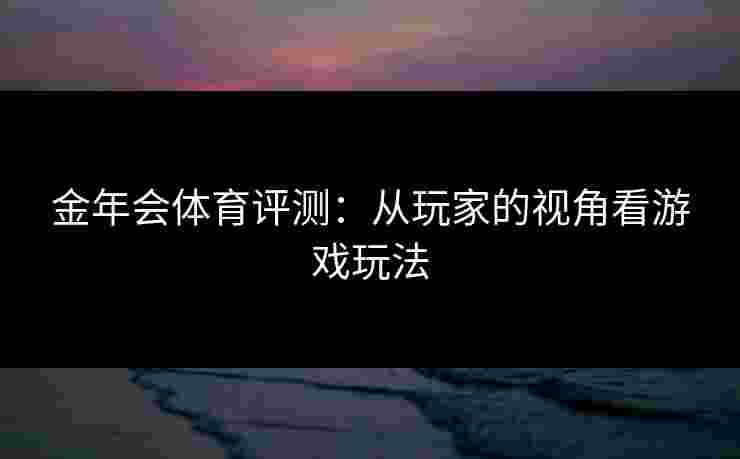 金年会体育评测：从玩家的视角看游戏玩法